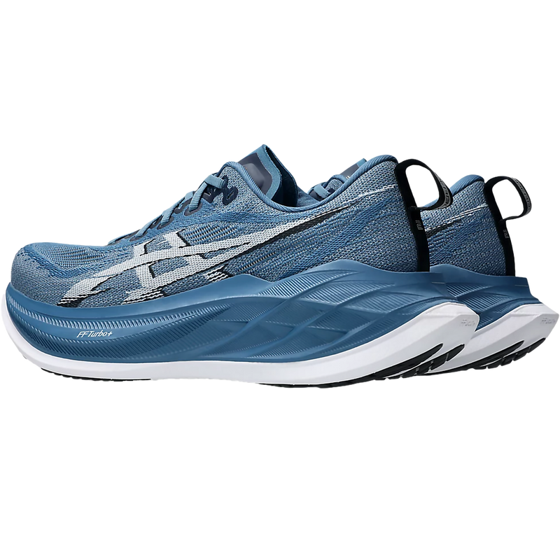 SuperBlast 2, Asics SuperBlast 2 in 402 Winter Sea/White pair right rear 