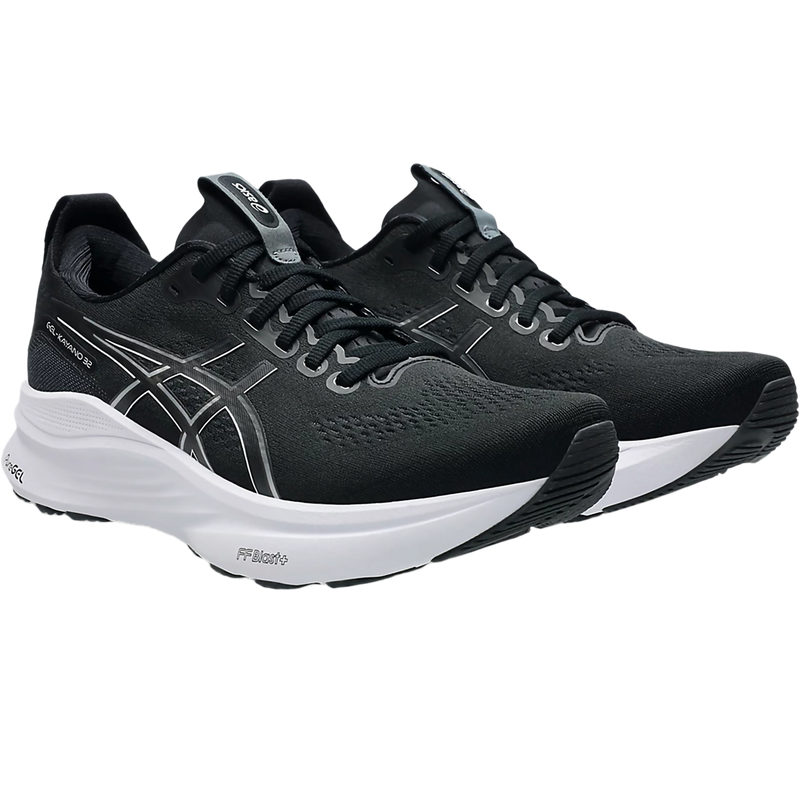 Men's Kayano 32 Extra Wide, Asics Kayano 32 in 002 Black/White pair front right