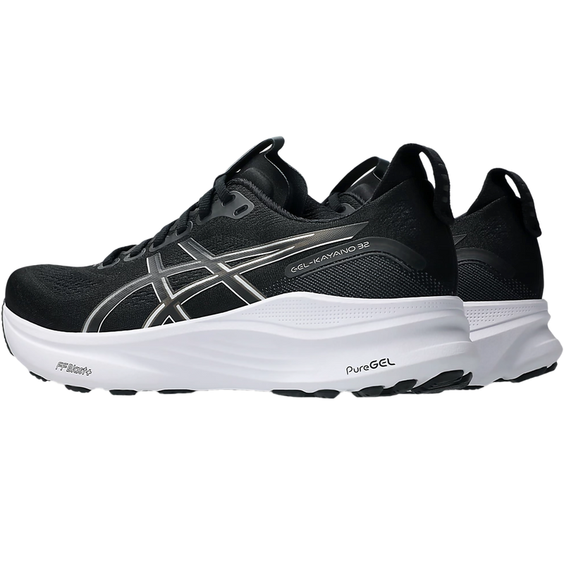 Men's Kayano 32 Extra Wide, Asics Kayano 32 in 002 Black/White pair left back 