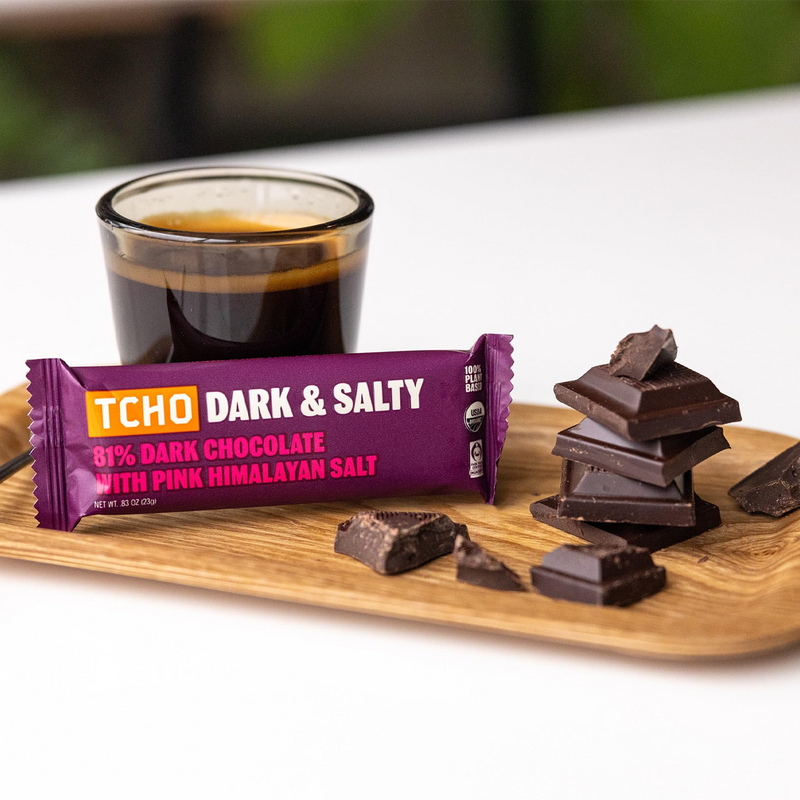 Dark Chocolate Singles, TCHO Dark Chocolate Singles on plate