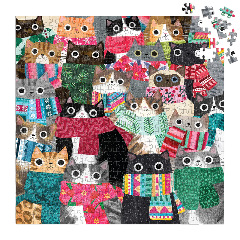 Wintery Cats 500 Piece Puzzle, Chronicle Books Wintery Cats 500 Piece Puzzle Pieces