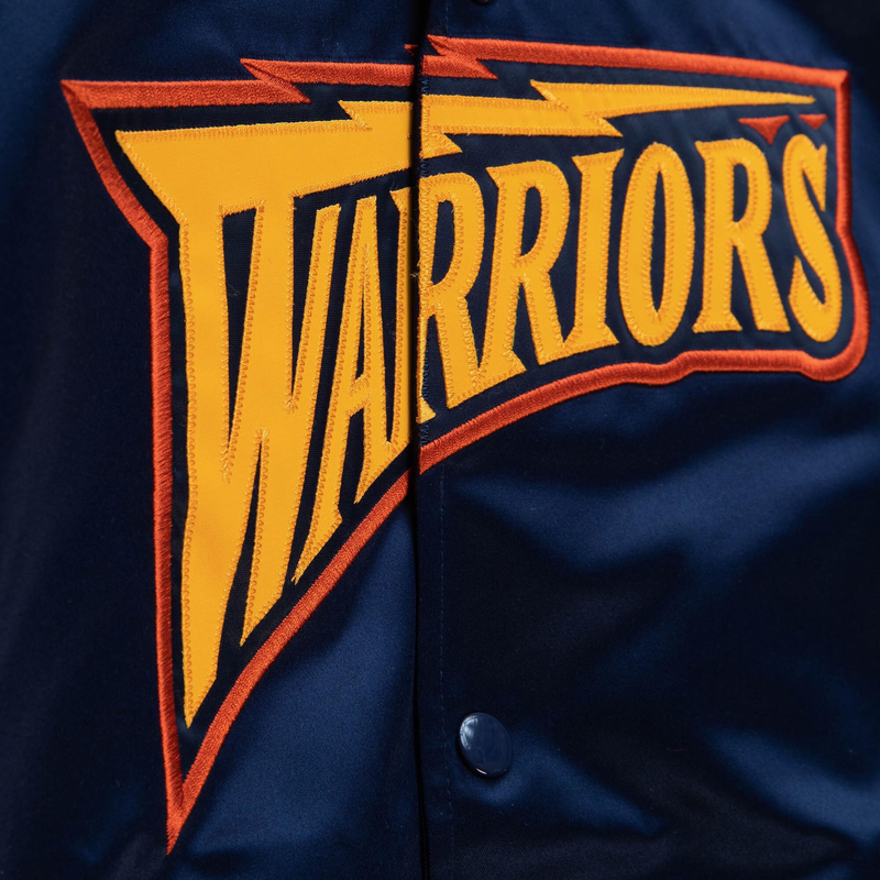 Men's Warriors Lightweight Satin Vintage Logo Jacket, Mitchell & Ness Warriors LW Satin Vintage Logo Jacket detail
