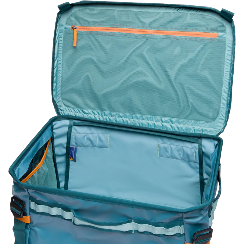 Allpa 60L Gear Hauler Box, Cotopaxi Allpa 60L Gear Hauler Box in Blue Spruce/Abyss open