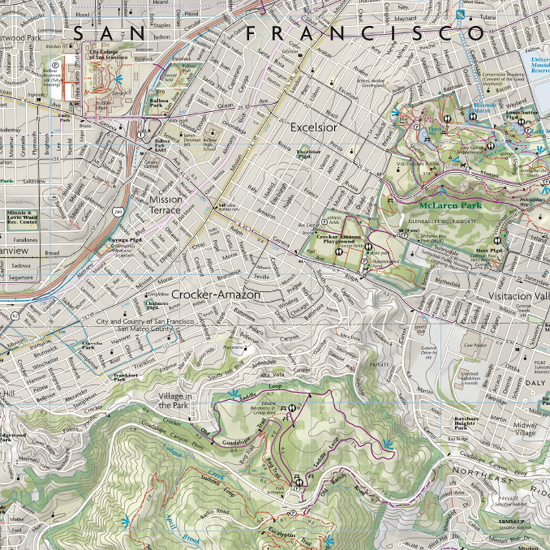 The Walkers Map of San Francisco, Pease Press The Walkers Map of San Francisco detail 2