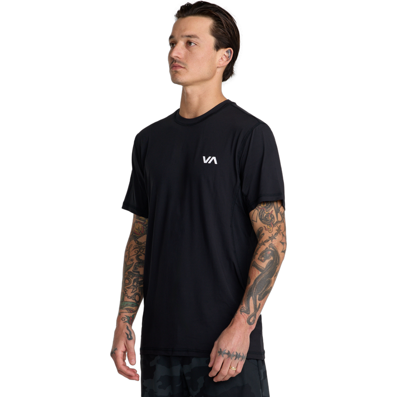 Men's Sport Vent Short Sleeve, RVCA Men's Sport Vent Short Sleeve in Black front left