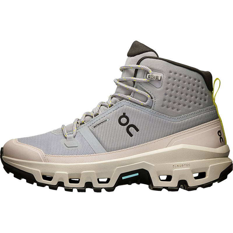 Women's Cloudrock Mid Waterproof, On Women's Cloudrock Mid WP in Alloy Ice outside left profile