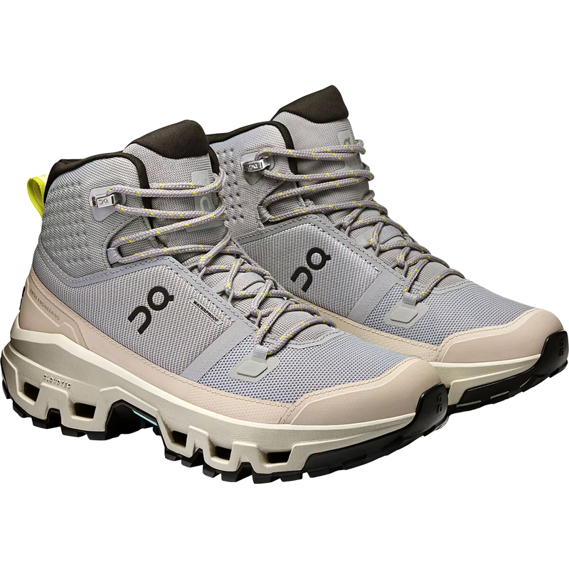 Women's Cloudrock Mid Waterproof, On Women's Cloudrock Mid WP in Alloy Ice pair front right