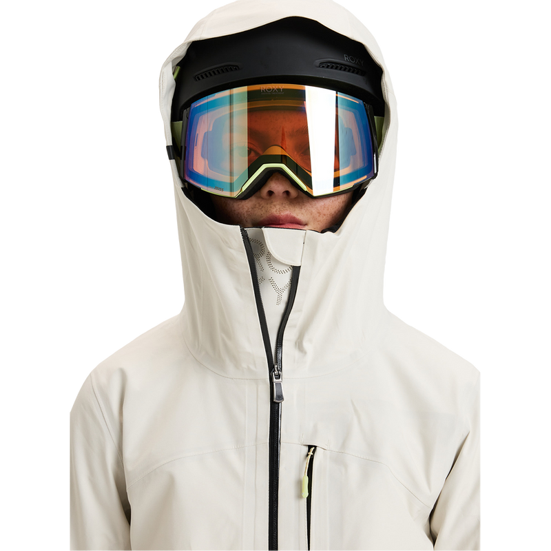 Women's Gore-Tex Lunalite 3L Jacket, Roxy Women's Gore-Tex Lunalite 3L Jacket in TDQ0-Buttercream hood front