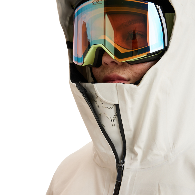 Women's Gore-Tex Lunalite 3L Jacket, Roxy Women's Gore-Tex Lunalite 3L Jacket in TDQ0-Buttercream hood front left