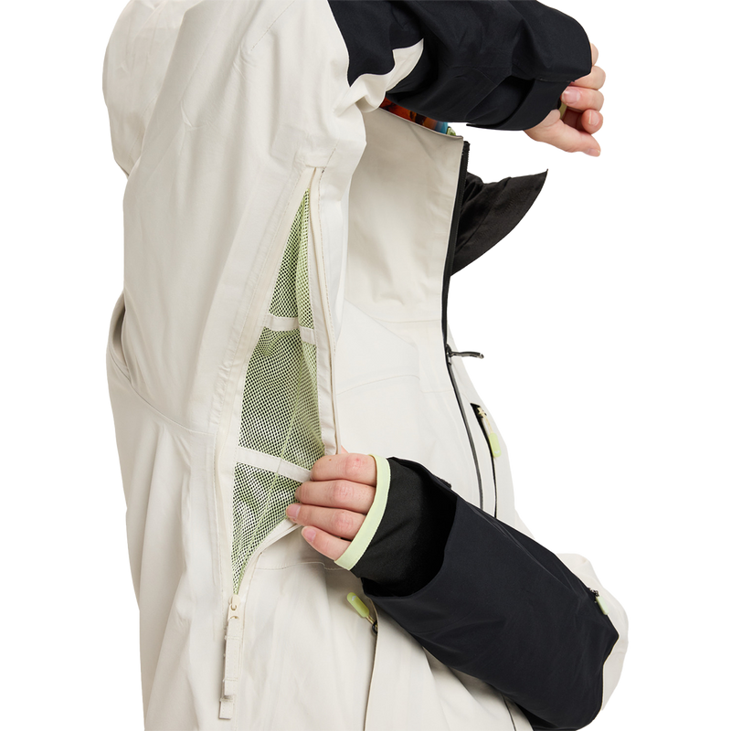 Women's Gore-Tex Lunalite 3L Jacket, Roxy Women's Gore-Tex Lunalite 3L Jacket in TDQ0-Buttercream pit zipper and vent
