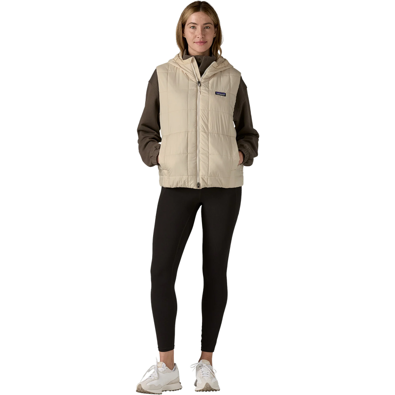 Women's Light Gust Hooded Vest, Patagonia Women's Light Gust Hooded Vest in NAT Natural front full length