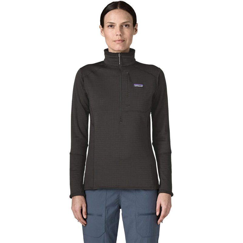 Women's R1 Pullover, Patagonia Women's R1 Pullover in BOB Black w/Black on model front