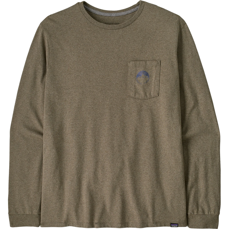 Men's Long Sleeve Forgotten Island Pocket Responsibili-Tee, Men's Patagonia Long Sleeve Forgotten Island Pocket Responsibili-Tee Front Logo