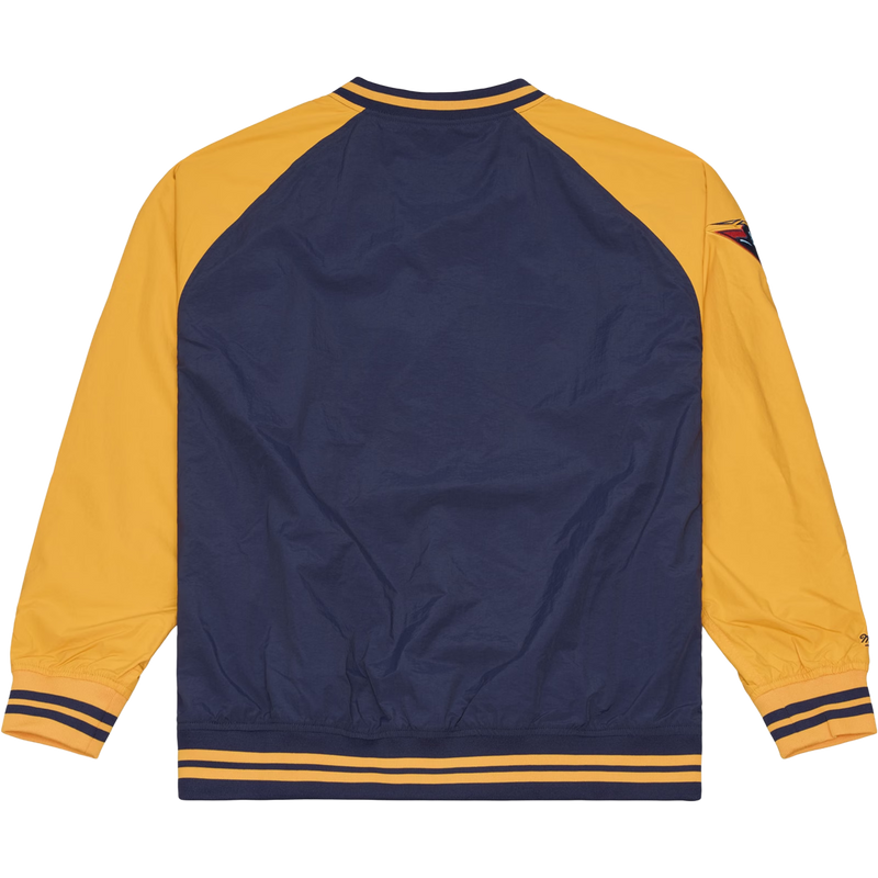 Warriors Vintage Logo Nylon Pullover, Mitchell and Ness Warriors Vintage Logo Nylon Pullover in Navy back view