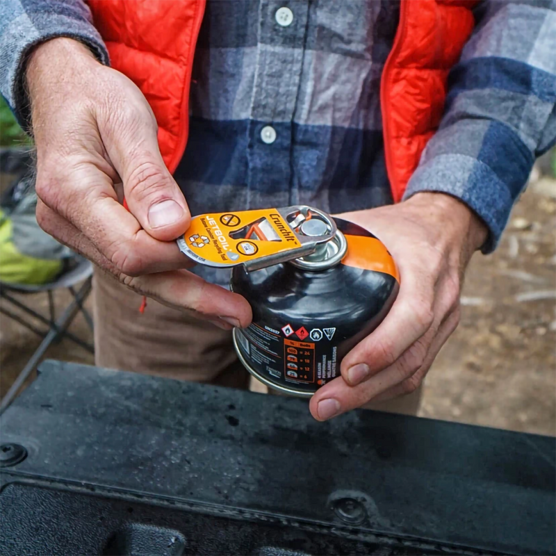 CrunchIt, Jetboil CrunchIt on canister with model