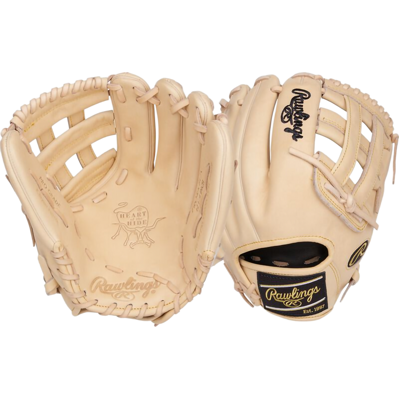 Heart of the Hide Bryant Infield/Outfield 12.25" Pro H-Web Left Hand Throw, Rawlings Heart of the Hide Bryant Infield/Outfield 12.25" Pro H-Web Left Hand Throw in Camel front and back