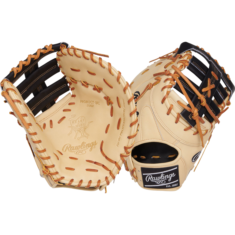 Heart of the Hide First Base Mitt - 13" Single Post Double Bar LHT, Rawlings Heart of the Hide First Base Mitt - 13" Single Post Double Bar LHT Front and Back