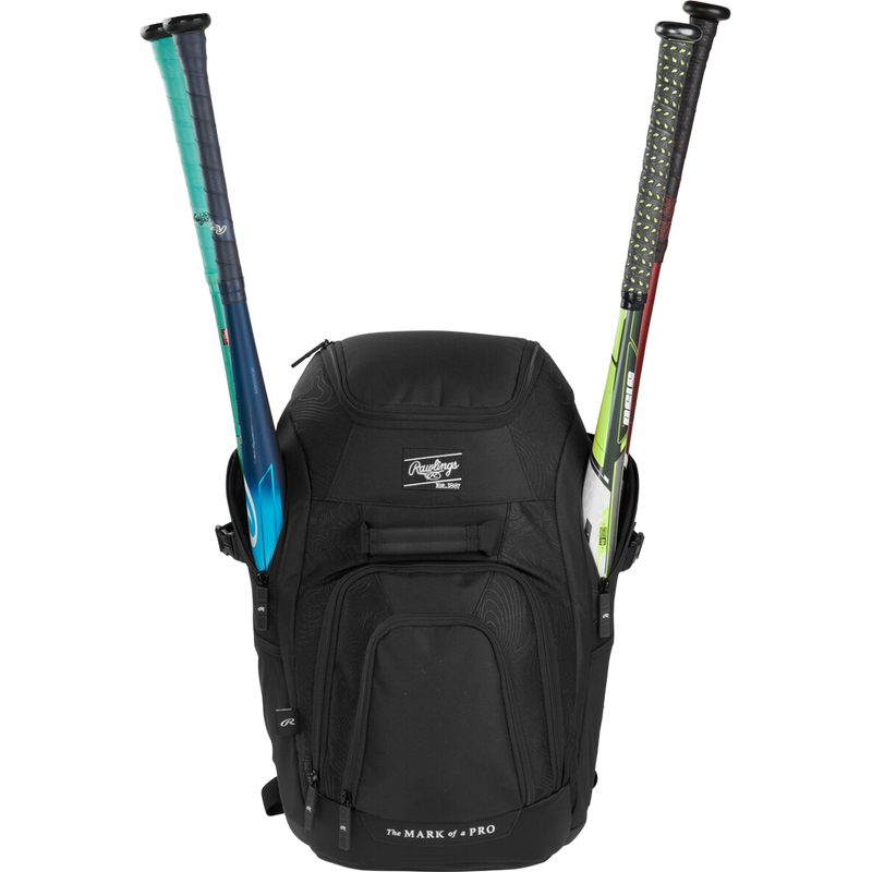 Franchise 2 Players Backpack, Rawlings Franchise 2 Players Backpack in Black with bats