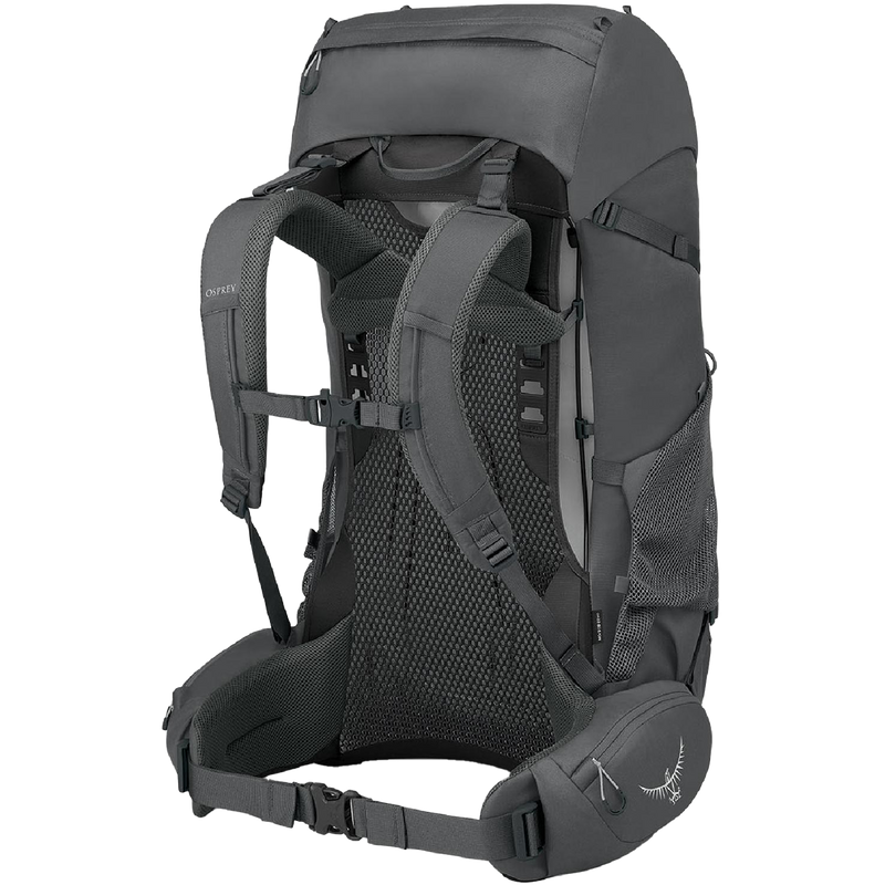 Rook 65L Extended Fit, Osprey Rook 65L Extended Fit in Dark Charcoal/Silver Lining back harness and waistbelt