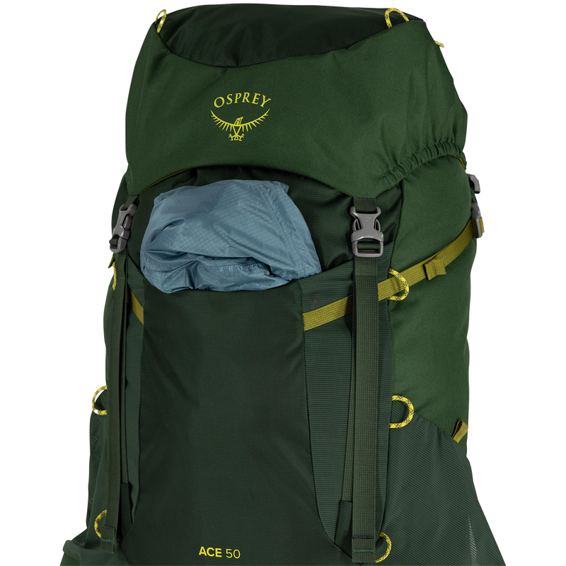 Youth Ace 50, Osprey Youth Ace 50 in Green Canopy/Matcha Green stuff pocket