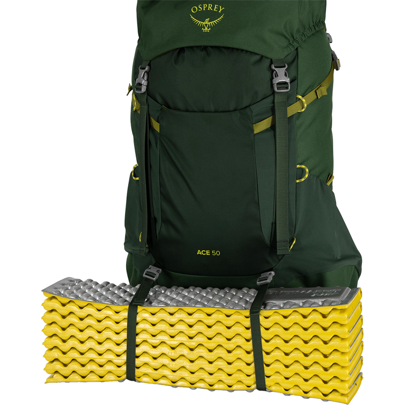 Youth Ace 50, Osprey Youth Ace 50 in Green Canopy/Matcha Green bottom straps