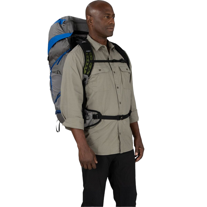 Exos Pro 55, Osprey Exos Pro 55 in Dale Grey/Agam Blue on model
