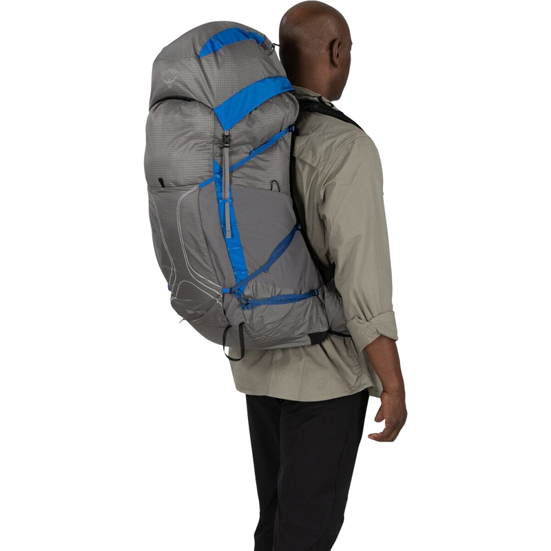 Exos Pro 55, Osprey Exos Pro 55 in Dale Grey/Agam Blue on model back right