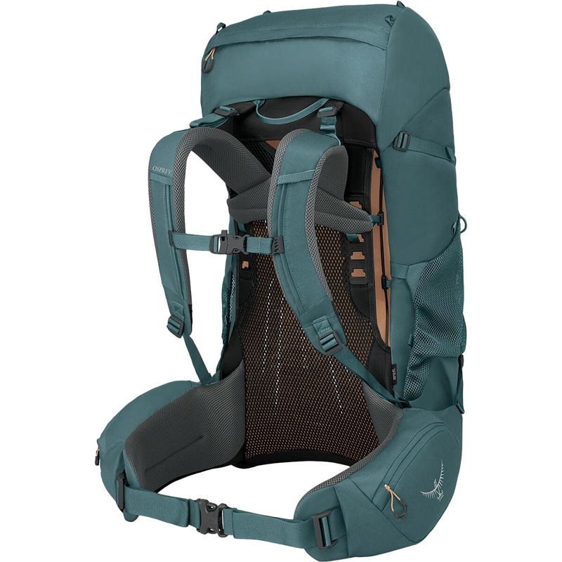 Women's Renn 65L EF, Osprey Renn 65L EF in Cascade Blue/Melon Orange harness