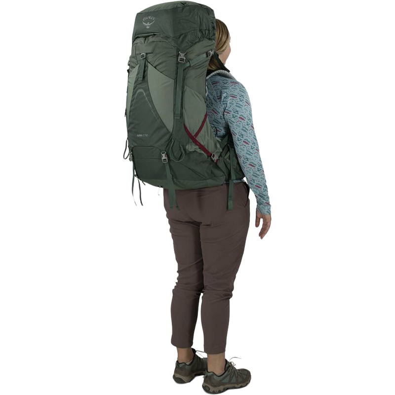 Women's Aura AG LT 50, Osprey Women's Aura AG LT 50 on model back 3/4 view