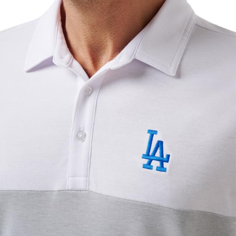 Men's Dodgers Home Run Leader Polo, TravisMathew Dodgers Home Run Leader Polo chest detail