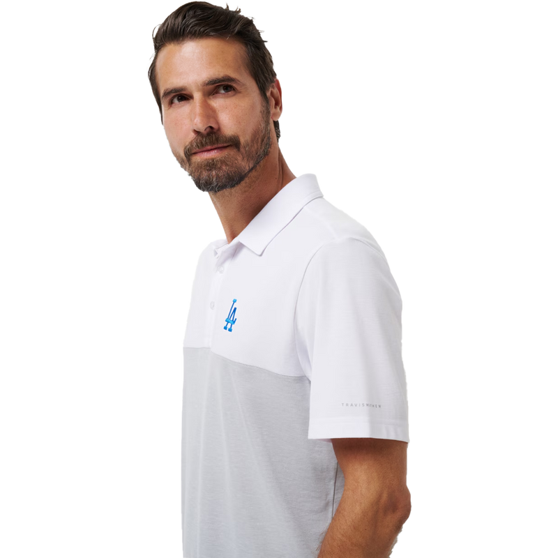 Men's Dodgers Home Run Leader Polo, TravisMathew Dodgers Home Run Leader Polo sleeve