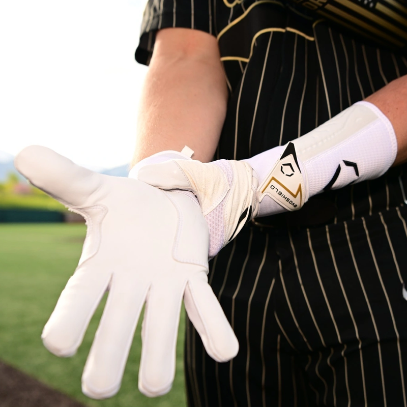 Carbyne Batting Glove with Wrist Wrap, EvoShield Carbyne Batting Glove with Wrist Wrap on hand