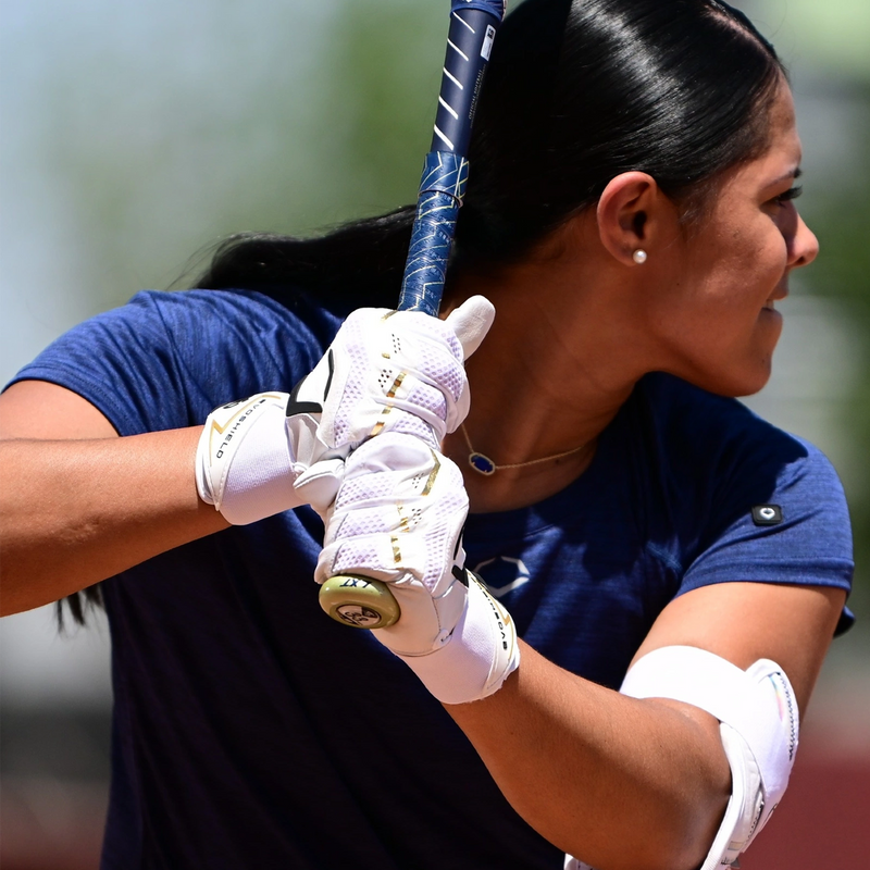 Carbyne Batting Glove with Wrist Wrap, EvoShield Carbyne Batting Glove with Wrist Wrap gripping bat