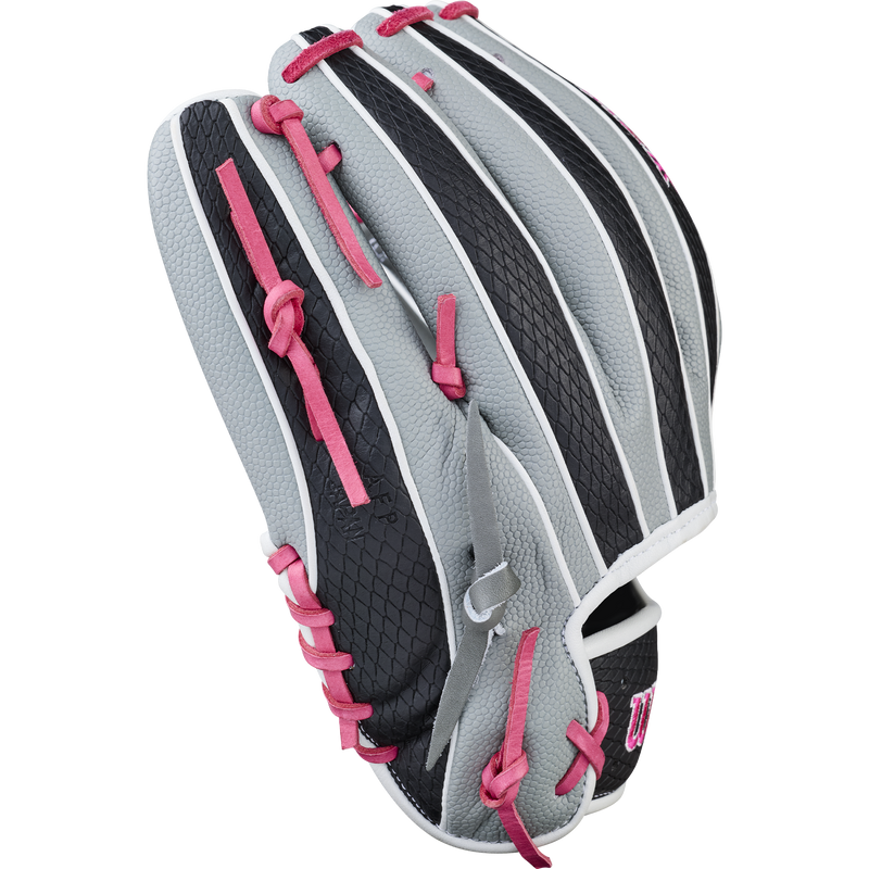 A2K 1786SS Infield-11.5" H-Web, Wilson A2K 1786SS Infield-11.5" H-Web in Grey/Black/Flamingo Pink/White little finger