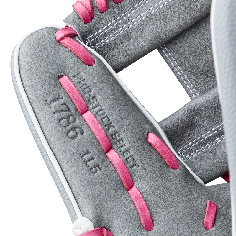 A2K 1786SS Infield-11.5" H-Web, Wilson A2K 1786SS Infield-11.5" H-Web in Grey/Black/Flamingo Pink/White stamp