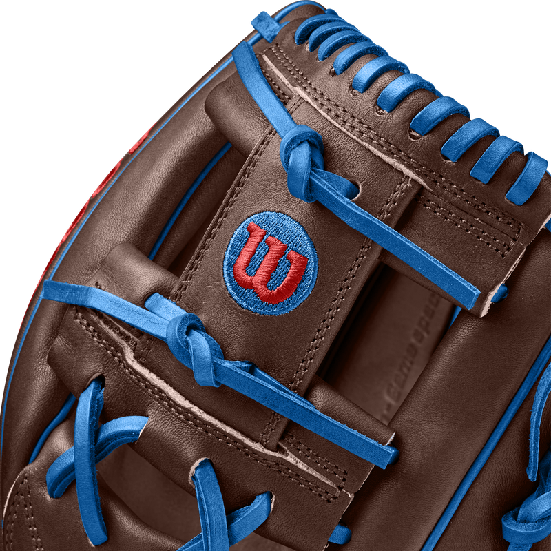 A2000 1787 DS7 Dansby Swanson Game Model Infield - 11.75" H-Web SP25, Wilson A2000 1787 DS7 Dansby Swanson Game Model Infield - 11.75" H-Web SP25 in Dark Brown/Royal Blue/Red web and logo