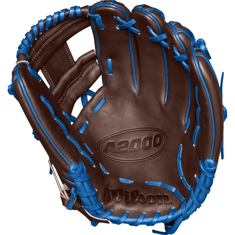 A2000 1787 DS7 Dansby Swanson Game Model Infield - 11.75" H-Web SP25, Wilson A2000 1787 DS7 Dansby Swanson Game Model Infield - 11.75" H-Web SP25 in Dark Brown/Royal Blue/Red palm