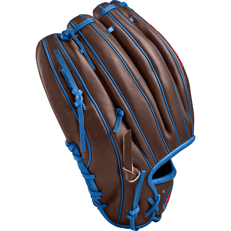 A2000 1787 DS7 Dansby Swanson Game Model Infield - 11.75" H-Web SP25, Wilson A2000 1787 DS7 Dansby Swanson Game Model Infield - 11.75" H-Web SP25 in Dark Brown/Royal Blue/Red outside profile