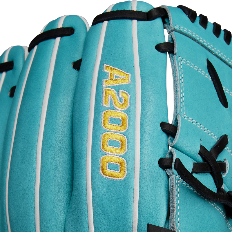 A2000 SA17 Pitcher's - 12" 2-Piece, Wilson A2000 SA17 Pitcher's - 12" 2-Piece in Teal/Black/White series logo