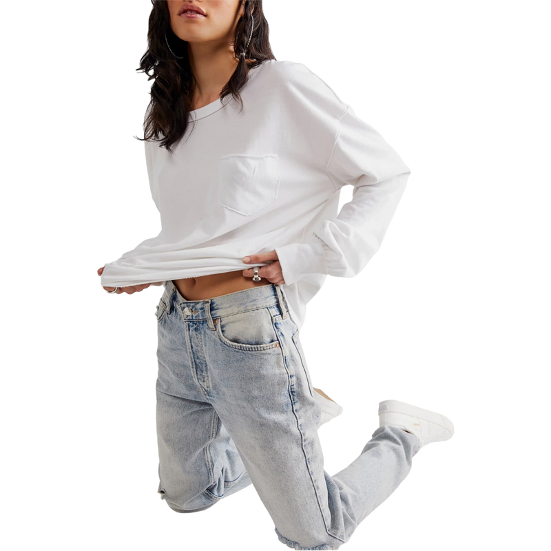 Women's Fade Into You Long Sleeve, Free People Women's Fade Into You Long Sleeve in 1103-Ivory front left