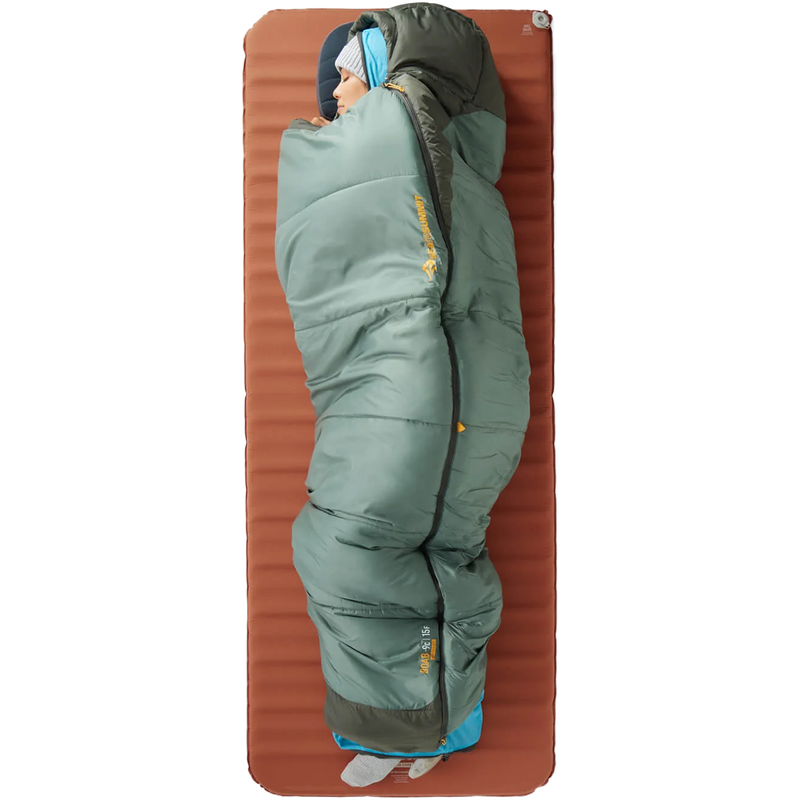 Boab 15F Long, Sea to Summit Boab 15F in Laurel Wreath Green with model on pad