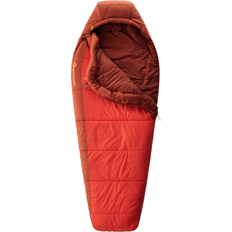 Women's Hamelin 15F Regular, Sea to Summit Women's Hamelin 15F in Spicy Orange unzipped