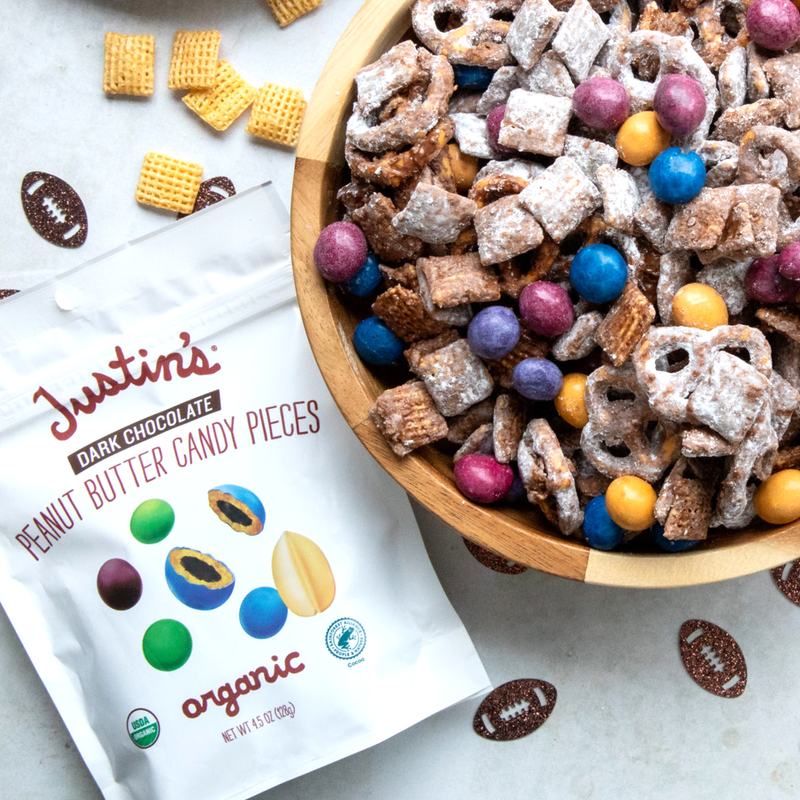 Dark Chocolate Candy Pieces 1.5 oz, Justin's Dark Chocolate Candy Pieces in snack mix