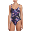 Nike Swim Women's Digi Floral V-Neck One Piece in Black