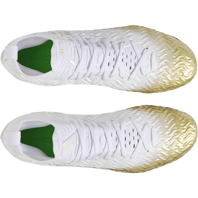 Men's Spotlight Pro Football Cleats, Under Armour Men's Spotlight Pro Football Cleats in 109-White/Metallic Gold pair top