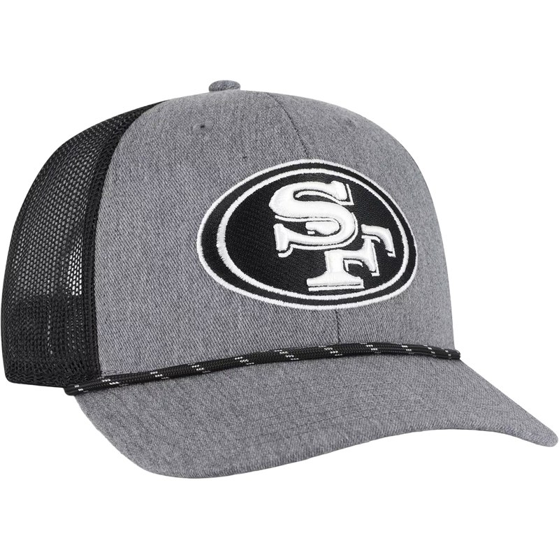 49ers Carbon Strap Rope 47 Trucker, 47 Brand 49ers Carbon Strap Rope 47 Trucker 3/4 view