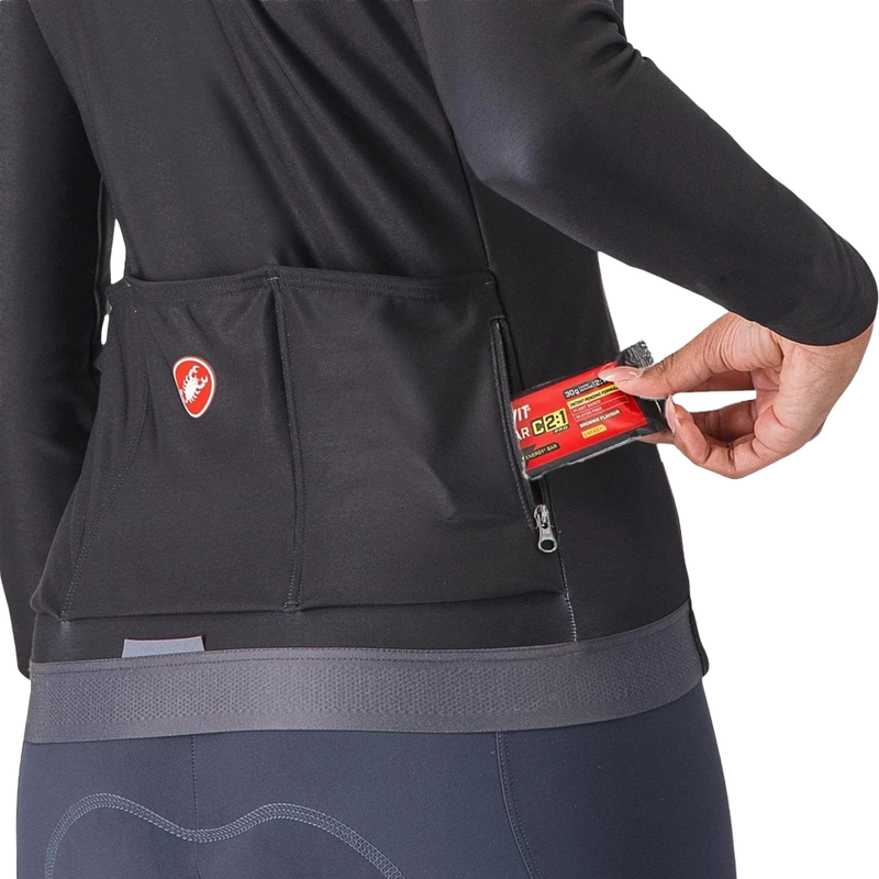 Women's Espresso Thermal Jersey, Castelli Women's Espresso Thermal Jersey Back Zipper Pocket