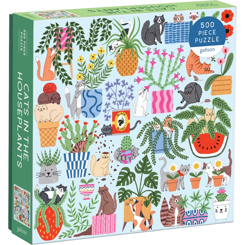 Cats in the Houseplants 500 Piece Puzzle, Chronicle Books Cats in the Houseplants 500 Piece Puzzle 3/4 view