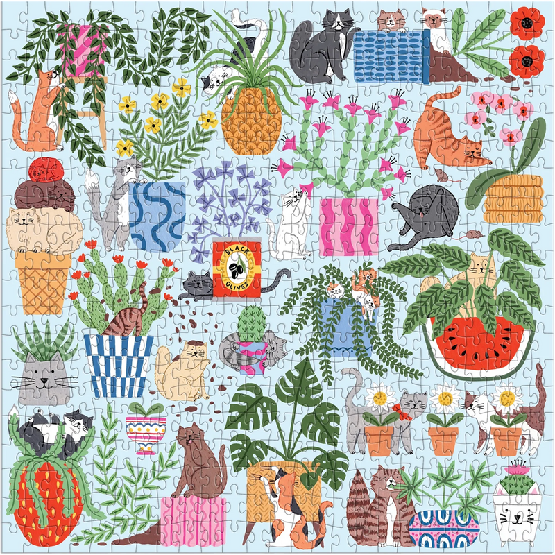 Cats in the Houseplants 500 Piece Puzzle, Chronicle Books Cats in the Houseplants 500 Piece Puzzle pieces
