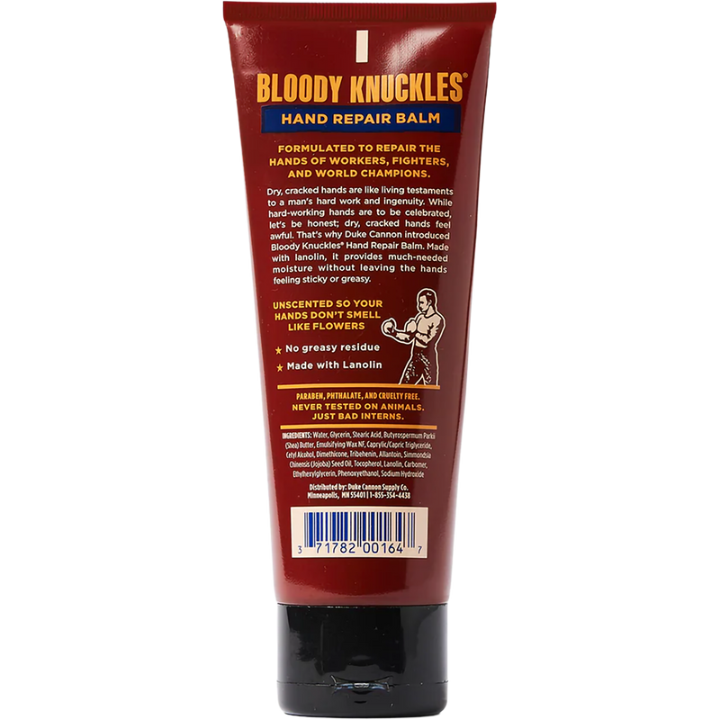 Bloody Knuckles 3oz, Duke Cannon Bloody Knuckles 3oz back of package